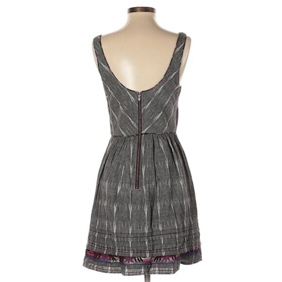 New Romantics X Free People Ikat Gray Plaid Skater Fit & Flare Casual Mini Dress - Picture 7 of 16
